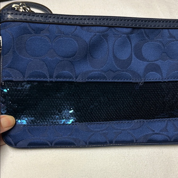 Coach Blue and Sequin Signature Wristlet! - Picture 2 of 7